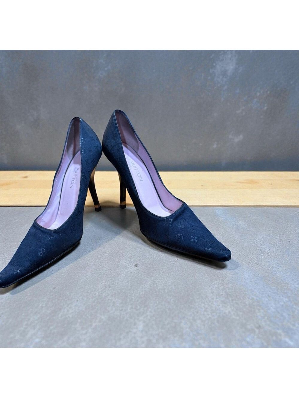 Louis Vuitton Black Monogram Mini Lin Satin Pumps in Box With COA - Picture 2 of 16